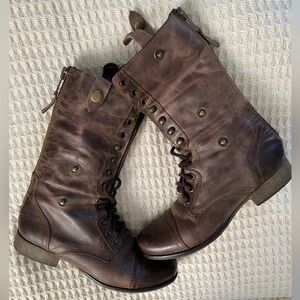 Steve Madden Aztec, Fold Down with Side Snaps and Lace Up Boots, Size 7 1/2